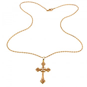 9ct gold 4.2g 17 inch Cross Pendant with chain